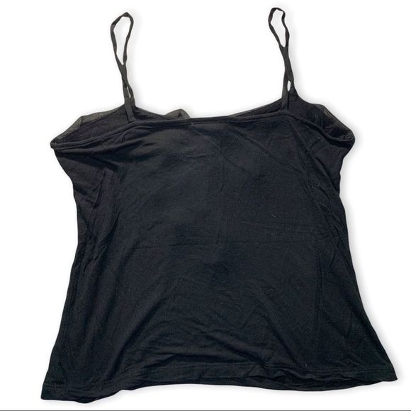 Ambiance Apparel Medium Solid Black Camisole w/ Ruffled Chest Contrast Neutral - Picture 2 of 5